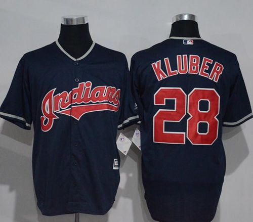 Indians #28 Corey Kluber Navy Blue New Cool Base Stitched MLB Jersey